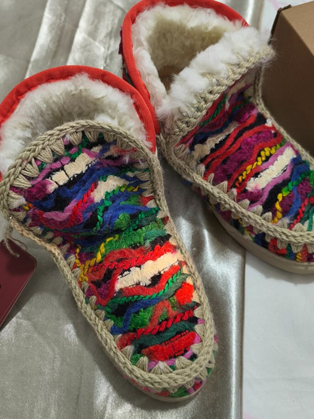 Mou Colorful Knitted Plush Snow Boots